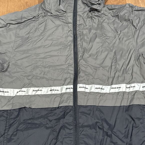 DUTCH BROS Coffee Logo Jacket Small Black Nylon Windbreaker Shell Zip - Picture 2 of 4